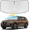 for BMW X7 2018-2025 Windshield Sun Shade - 4 Layers Car Sunshades for Front Windows Shade Cover Custom Fit BMW X7 Sunshade 240T Retractable Shade Blocks UV Rays Car Accessories