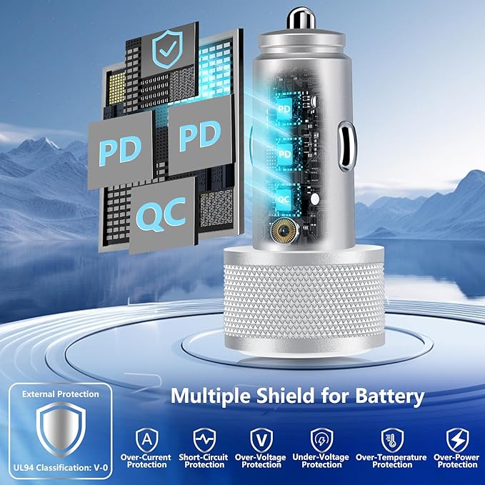 USB C Car Charger, 2Pack BAOYUANDA 67W 3-Port USB-C & USB-A Fast Car Charger Cigarette Lighter Fast Charging for iPhone 16/15/14/13/12/11/Pro Max, iPad Pro, Galaxy S24/S23/S22, Google Pixel, Android