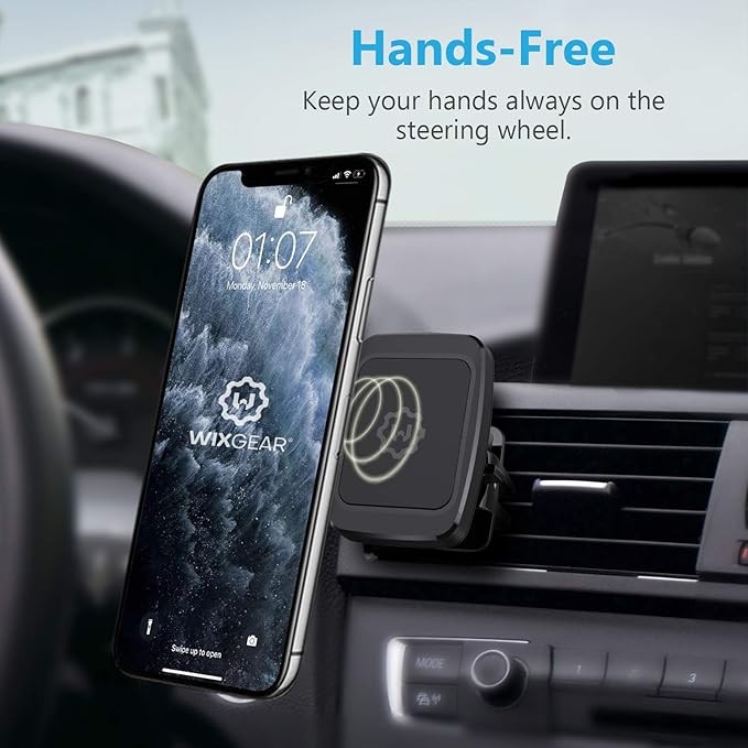 WixGear Magnetic Phone Car Mount, [2 Pack] Air Vent Car Phone Mount Holder, Phone Holder for Car with Twist-Lock Base, Compatible with All Smartphones