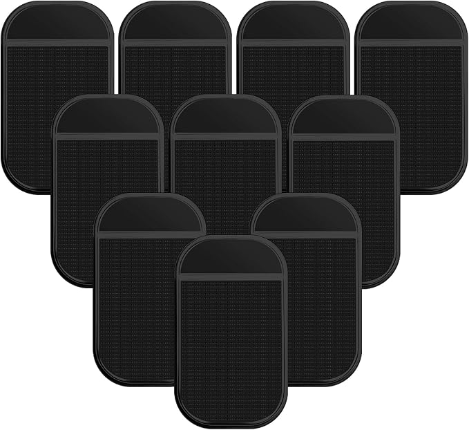 Car Dashboard Non Slip Mat, Anti-Slide Sticky Gel Dashboard Pad 5.5 x 3 Inch Multi Sticky Mat for Radar Detector, Cell Phone, Keys, Mirrors, GPS, Coins (10 Pack Black)