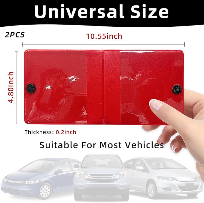 Ziciner Car Registration Insurance Holder, 2Pack Essential Auto Card Document Glove Box Organizer with Touch Fastener, Vehicle Interior Accessories Perfect for Most Car, Truck, SUV (Red/Big Car)