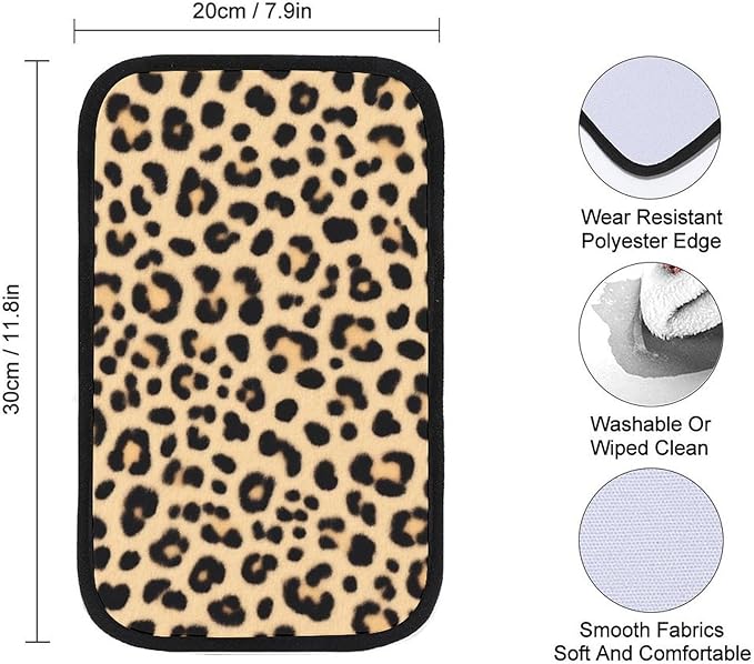 Car Center Console Cover Pad, Wild Animal Leopard Print Auto Armrest Pad Seat Box Cushion Car Interior Accessories Universal Fit for Most Vehicle Truck