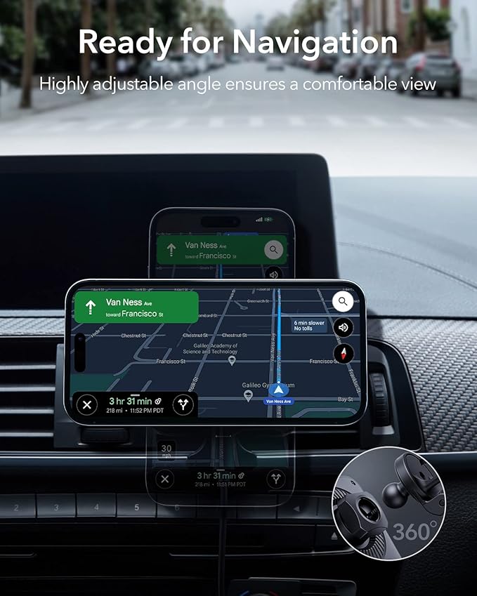 ESR for MagSafe Car Mount Charger with CryoBoost, Magnetic Wireless Car Charger, for MagSafe Car Charging, for iPhone 17e/17/16/15/14/13/12, S26/S25, Fast Phone Cooling Charging Set,36W QC 3.0 Adapter
