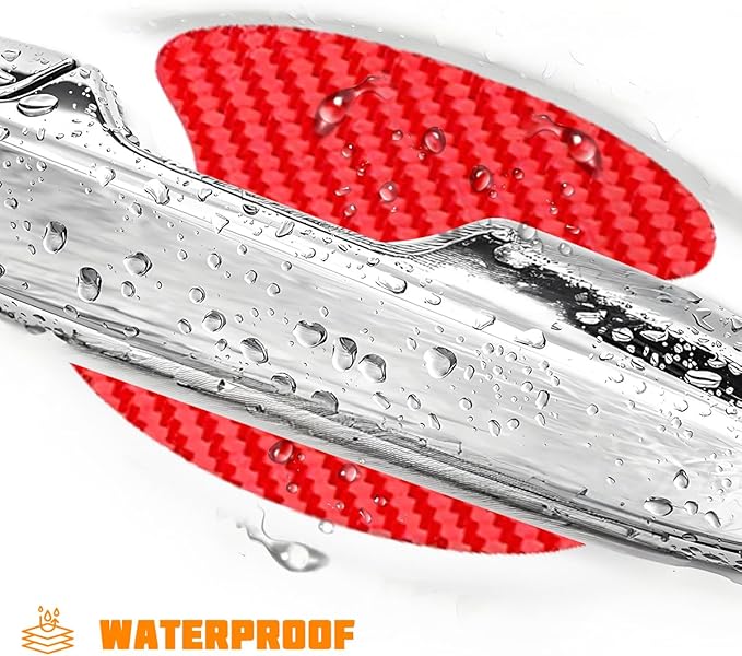 Car Door Handle Cup Protector, 4PCS Carbon Fiber Anti-Scratch Vehicle Door Handle Bowl Sticker, Self-Adhesive Automotive Paint Protective Film, Universal for SUV RV Truck (Red)