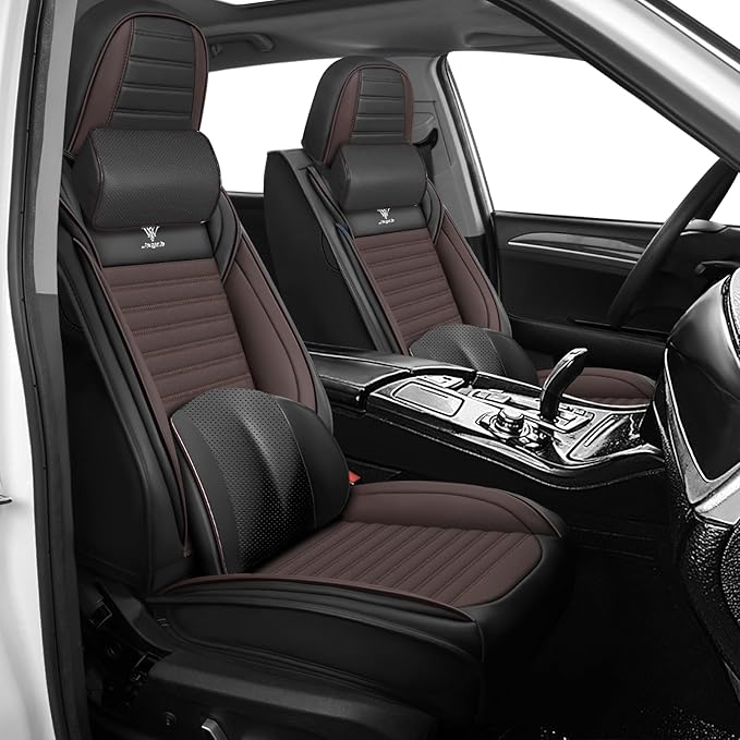 ARTIBY Seat Covers Custom Fit for Mitsubishi Outlander 2004-2025, Breathable and Comfortable Leather Seat Cover, Deluxe Waterproof Cushion Cover Auto Interior Accessories,Standard (Black Brown)