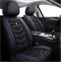 MVRVMV Seat Covers for Ford Expedition 2007-2026, Waterproof Leather Auto Seat Cover (2 Seat Standard,Black-Blue)