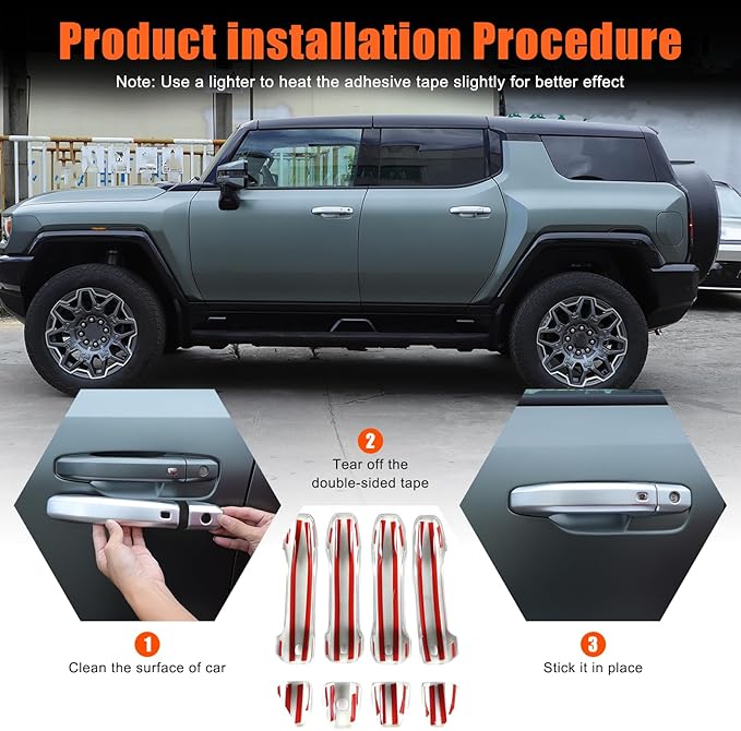 for Hummer EV Accessories Exterior Door Handle Cover,ABS Car Door Handle Protectors Cap Compatible with Hummer EV SUT SUV 2024 2025 8PCS (Matte Silver)