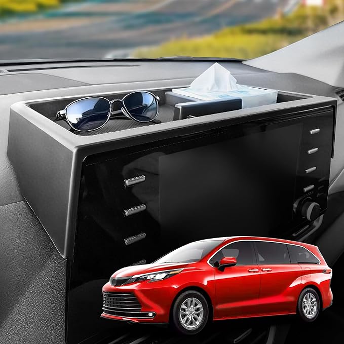 WDWLH Dashboard Storage Tray for Toyota Sienna 2025,Behind Screen Dash Organizer for Sienna Accessories,12.3 Inch Screen Center Console Organizer Storage Tray(12.3 Inch Screen only)