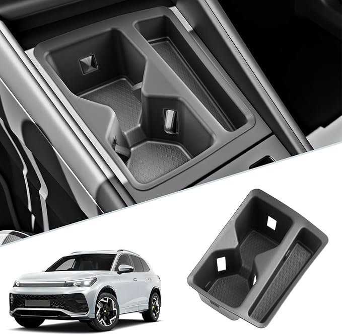 SKTU for 2025 2026 VW Tiguan Accessories Cup Holder for 2025 2026 Volkswagen Tiguan (S/SE/SE R-Line Black/SEL R-Line) Central Control Cup Holder VW Tiguan 2025 2026 Accessories Durable Cup Pad