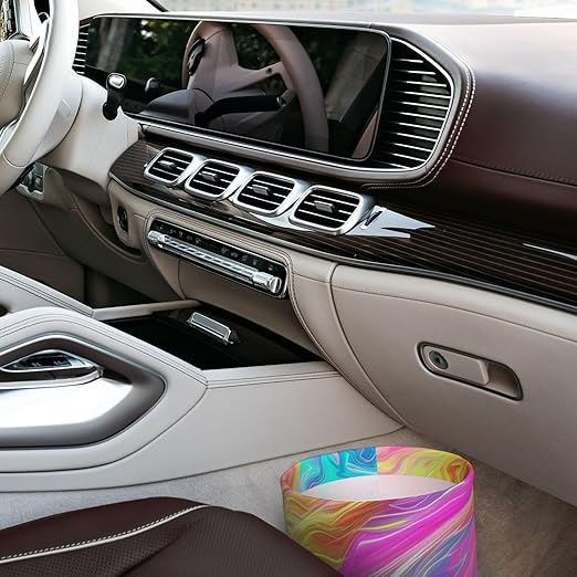 Psychedelic Colors Car Trash Can Garbage Cans Foldable,Cute Hanging Car Organizer and Storage Bag Leak Proof, Auto Back Seat Trash Bin Universal for Truck, SUV, Outdoor Travel