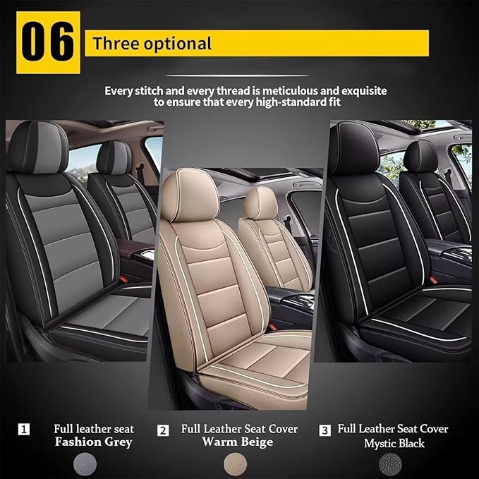 YORKNEIC Fit for Kia Seltos Seat Covers 5 Seats 2021 2022 2023 2024 - Leather Car Seat Covers Full Set (2 Row 5 Seats, Beige)