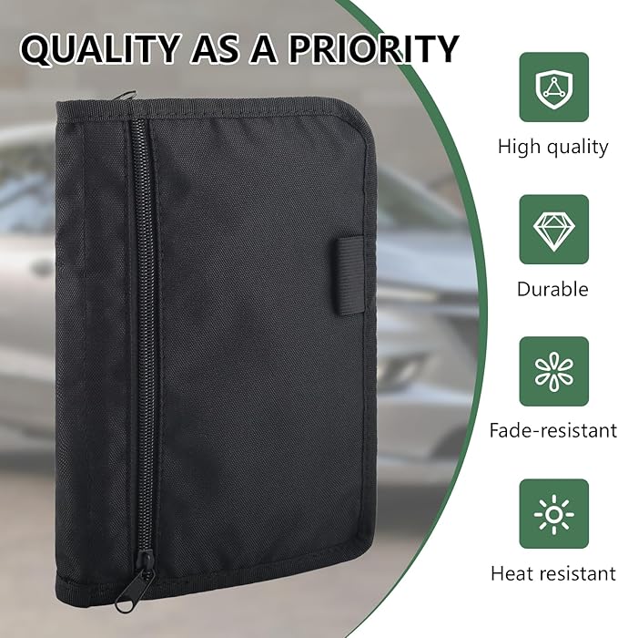 Car Registration and Insurance Holder,Glove Box Compartment Organizer,Zipped Design Owner Manual Case,Multi-Pocket Paperwork Glove Bag,Soft Document Organizer for Car Insurance License Cards Driver