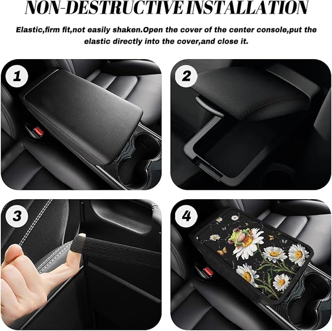 CLOHOMIN Funny Frog Car Arm Rest Cover Pad Daisy Car Center Console Armrest Pad Cover Universal Automobile Armrest Protector Fit Most Vehicle Auto Interior Accessories