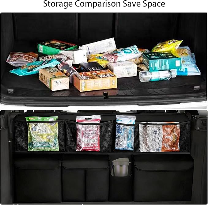 QIANKUNBAG Car Trunk Organizer, LARGE CAPACITY(41 x 20 in) Car Storage Bag with 9 Pockets, 9X Upgraded Trunk Storage Organizer for Car, SUV, Truck, Jeep，MPV- Black