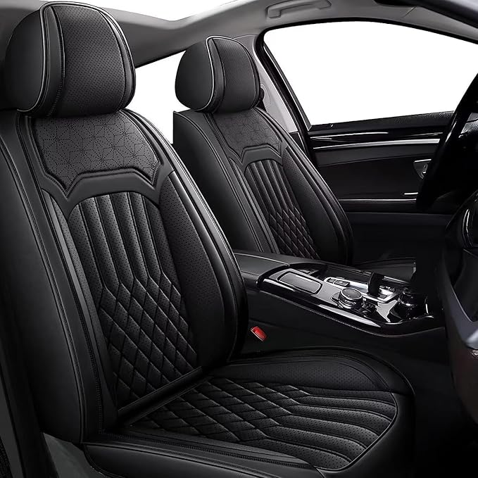 TTX Car Seat Covers for 2 Front Seats Fit for Toyota Prius v 2012-2017 Breathable Leather Automotive Seat Cushions Protector Accessories(Black)