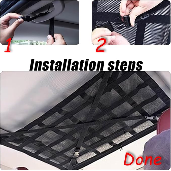Overhead Car Organizer, Compatible with Chevrolet Silverado Pickup Truck 2019-2025 Car Roof Storage Net Universal Car Ceiling Storage for Camping Storage Bag,Beige-Small