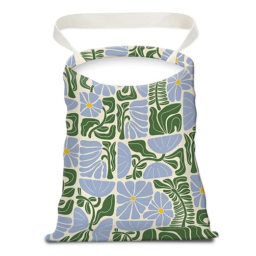 Car Trash Can, Seat Back Hanging Trash Bag, Cute Canvas Garbage Bag, Essential Car Trash Bin Cars Organizers Floral Leaves