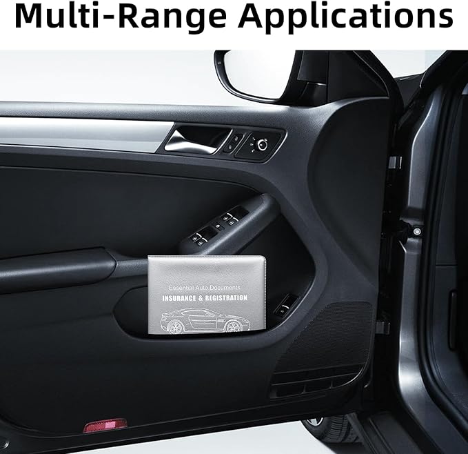 Ziciner Car Registration Insurance Holder, 2Pack Essential Auto Card Document Glove Box Organizer with Touch Fastener, Vehicle Interior Accessories Perfect for Most Car, Truck, SUV (Gray/Big Car)
