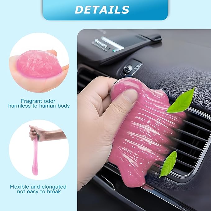 Car Cleaning Gel,Reusable Car Cleaning Putty for Interior Detailing, Car Cleaning Supplies, Auto Detailing Tools, Car Slime for Dust Removal, Car Accessories Interior, Car Cleaning Kit(Pink, 0.8 OZ)
