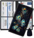 Car Document Holder with Magnetic Shut, Car Registration and Insurance Card Holder, Vehicle Glove Box Organizer Documents, Driver License, Auto Paperwork Organizer Wallet, Peacock Feathers Pattern