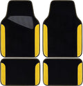 CAR PASS Waterproof Universal Fit Car Floor Mats, Car Mats Fit for SUV,Vans,sedans, Trucks,Set of 4pcs Car Carpet with Driver Heel Pad (Black and Yellow)