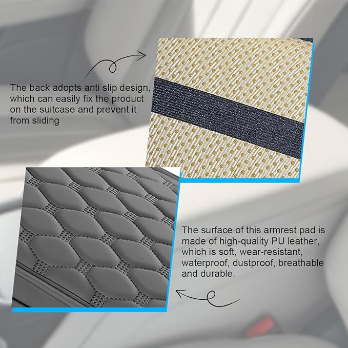 Car Center Console Cover, Leather Vehicle Armrest Cover Cushion with 2 Storage Bags, Automotive Interior Arm Rest Seat Box Pad Accessories, Universal for SUV Sedan Truck (Grey)