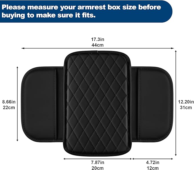 Car Center Console Cover Fit for Volkswagen ID.4 Leather Armrest Cover with 2 Storage Bags Waterproof Console Cover Scratch & Wear Resistant(Black)