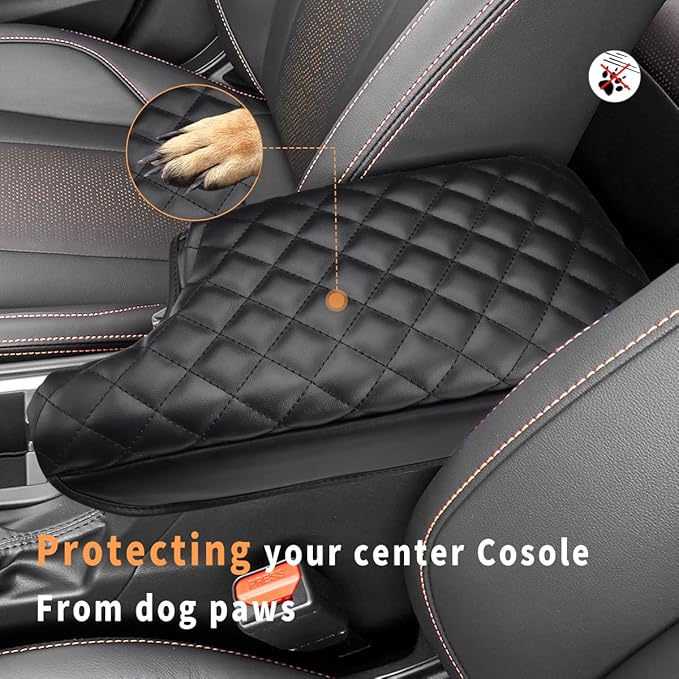 INTGET Car Center Console Armrest Cover for Subaru Crosstrek Accessories 2018-2022 2023 Impreza 2017-2023 Leather Arm Rest Box Lid Cover Seat Protector (Black with Cushion)