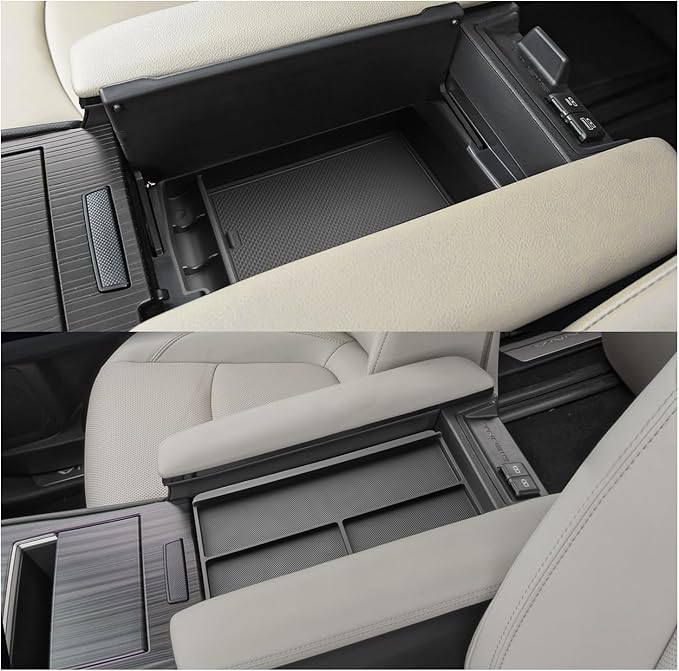 SXCY 2PCS for 2025 2026 Toyota Sienna Center Console Organizer+Console Storage Mat [Not for Console w/Cool Box] for 2021-2026 Toyota Sienna Accessories 2021-2025 2026 Sienna Armrest Console Organizer