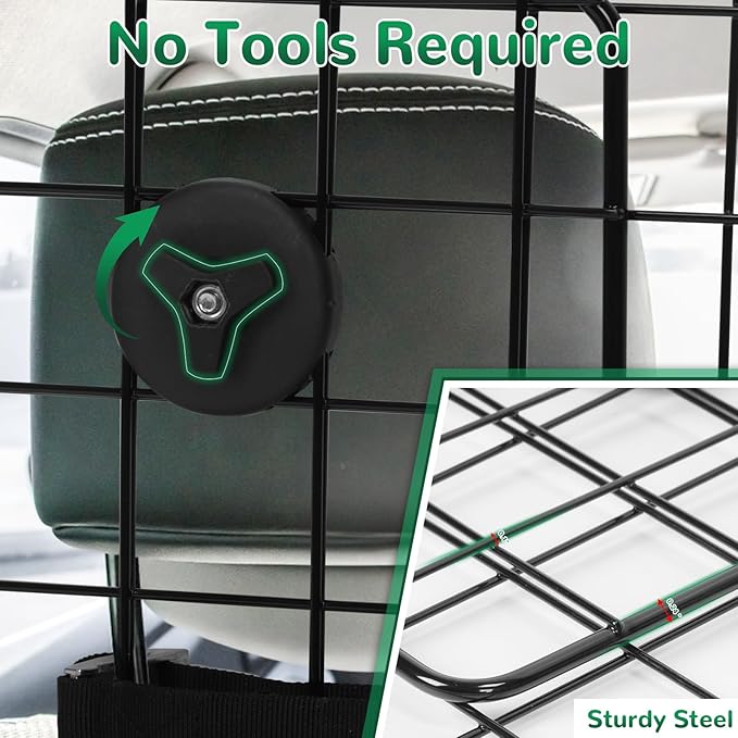 HAITRAL Universal-Fit Barrier,Adjustable Dog Barrier for SUVs,Cars,Trucks,Heavy-Duty Wire Mesh Guard Pet Divider,Back Seat Dog Separator Gate for Cargo Area,Safety Car Travel Accessories