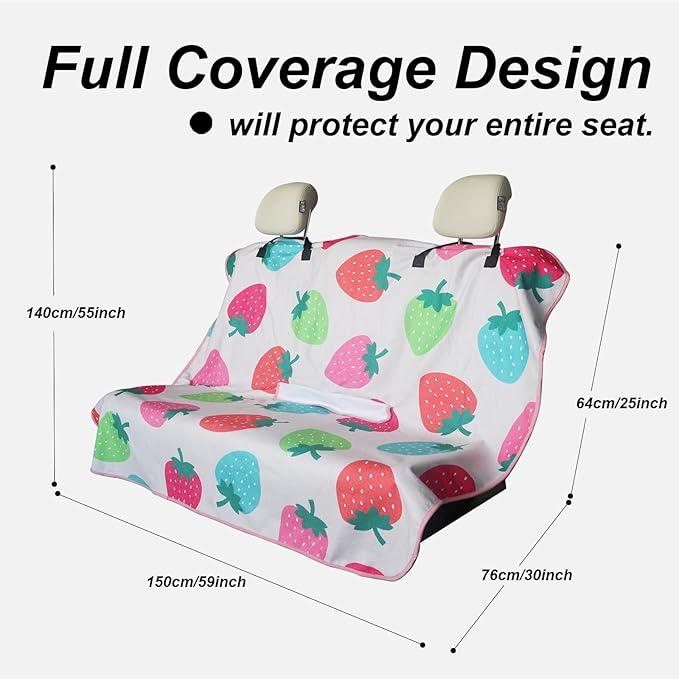 nbnhxnff Sweat Towel Car Seat Cover Protector Rear Seats for Gym Workout, Running, Swimming, Beach and Hiking, Waterproof Universal Seat Cover for Car, Trucks, Van & SUV(Strawberry, 1pcs Rear Seat)