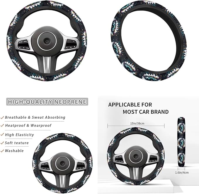6pcs Big Eye Women Men Steering Wheel Cover Funny Cry&Tears Car Armrest Cover Handbrake Cover Cup Coaster Car Interior Decor Fit Auto,Suvs,Truck