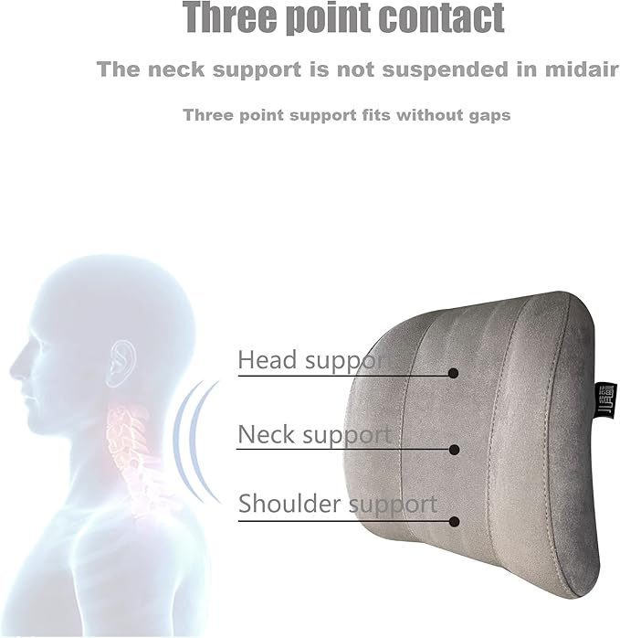 Forbell Premium Car Headrest Pillow Suede Memory Foam Neck Support for Drivers Ergonomic Auto Pillow with Slow Rebound Comfort