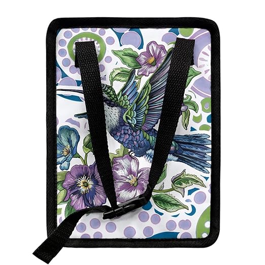 Hummingbird Floral Art Car Trash Can, Colorful Bird Flower Pattern Auto Garbage Bin for Back Seat