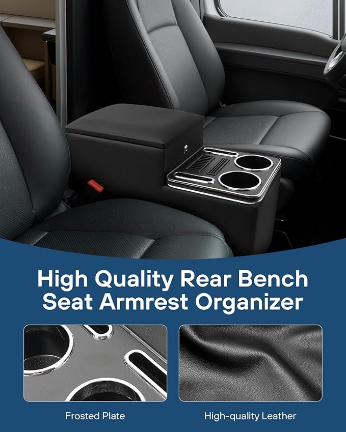 Center Console Between Seat with a Lock, Center Console Organizer for Minivans, Truck & Motorhome, Automotive Center Consoles with Cup and Phone Holder