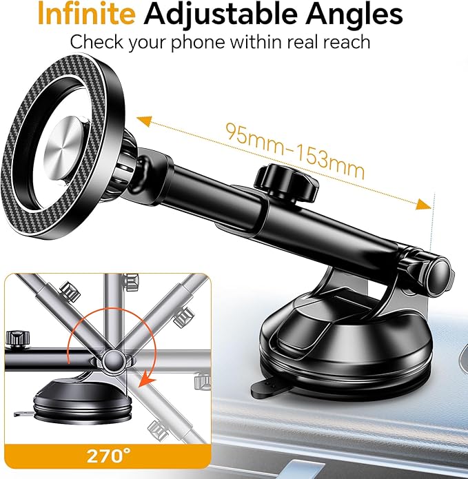 Coolpow for MagSafe Car Mount【Windshield+Vent+Dash】 Magnetic Phone Holder for Car Phone Holder Mount Cell Phone Holders for Your Car Accessories Phone Mount for Camera Stabilizers Stand for iPhone 17