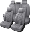 WELLDO Car Seat Covers Front Seats, Leather Seat Covers for Cars, Front Car Seat Protector Waterproof, Non-Slip Car Interior Covers Universal Automotive Seat Covers for Most Vehicle, Gray