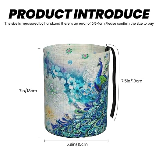 Peacocks and Flowers Car Trash Can Leak Proof Hanging Waterproof Garbage Can Multipurpose Trash Bin for Car SUV Front Seat Headrest Collapsible and Portable Storage Pocket