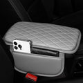 Upgraded Car Center Console Cover Fit for Camry Faux Leather Car Armrest Cover Cushion with 2 Storage Bags,Car Armrest Storage Box Interior Accessories(Grey&Whiteline)