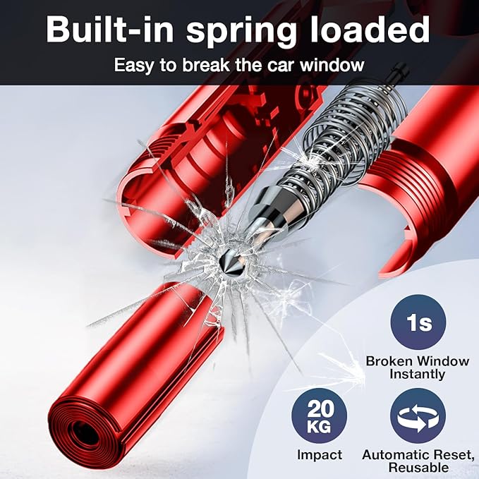 MOTORBUDDY Car Window Breaker Tool, 2-in-1 Window Breaker Seatbelt Cutter, Emergency Glass Breaker and Auto Escape Tool，Car Accessories for Women