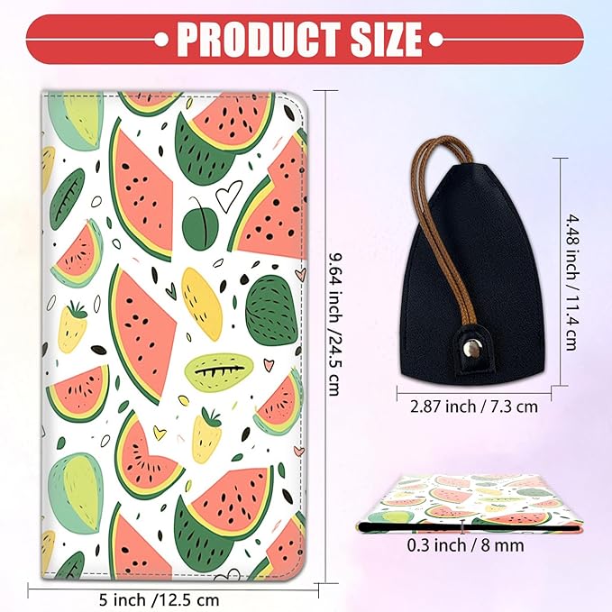 Car Registration Holder, Waterproof PU Leather Vehicle Card Document Glove Box Organizer, Women Interior Auto Accessories Case for Cards, Driver License Car Insurance Holder, Watermelon Fruit Pattern
