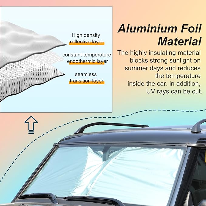LLKUANG Car Windshield Sun Shade Compatible with Toyota Tacoma 2006-2024 Auto Windshield Sunshades Foldable Blocks UV Rays Sun Visor to Keep Your Vehicle Cool and Damage Free (Style C)