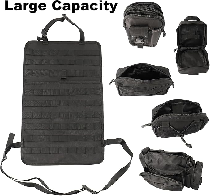 Tactical Seat Back Organizer Car Truck Molle Seat Back Panel for Most of Vehicle Storage Bag