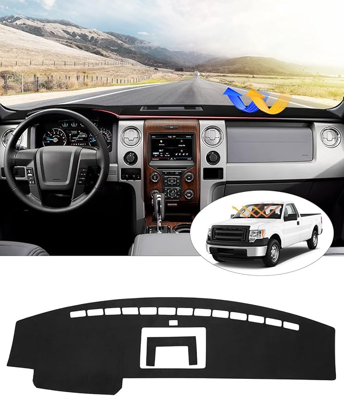 CARTIST Dash Cover Compatible with Ford F-150 F150 Pickup 2009-2014 Accessories Dashboard Cover Mat Non-Slip Pad Carpet Sunshield Protector (with Light Sensor)