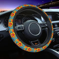 Lovely Flowers Cute Steering Wheel Cover Non-Slip Breathable Sweat-Absorbent Suitable for SUV Van Truck Car Universal Protection Accessories 15 Inch Suitable for Women Men