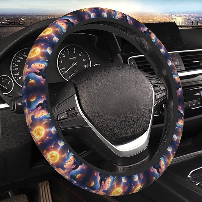 Space Galaxy Pattern Universal Fit Steering Wheel Cover for Car, Truck, and SUV, Durable Steering Wheel Protection
