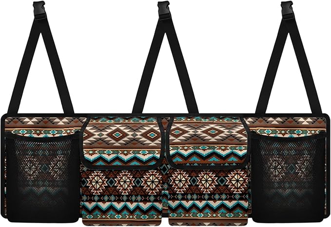 CLOHOMIN Aztec Western Geometric Car Trunk Organizer Storage Backseat Hanging Organizer Bag Large Capacity Car Storage Accessories Interior for SUV Truck Sedan Van