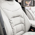 Skin-Friendly & Dirt-Repellent Leather Seat Cushions, 2026 Car Seat Cushion for Driving, 1.57" Thick Comfort Seat Protector, Universal Non-Slip Memory Foam Pad for Car (White, Backrest Cushion)
