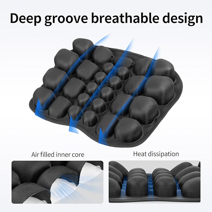 VentaEase Inflatable Lumbar Support Pillow for Car & Office Chair - Tailbone Pain Relief Air Seat Cushion for Driver, Wheelchair, Airplane Seat, Travel - 17.7x14.3x2.0 Inches