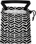 GEGEPINK Car Trash Bag Hanging Back of Seat Waterproof Small Cute Printed One-Handed Strap Drawstring Garbage Bags for Car-Black White